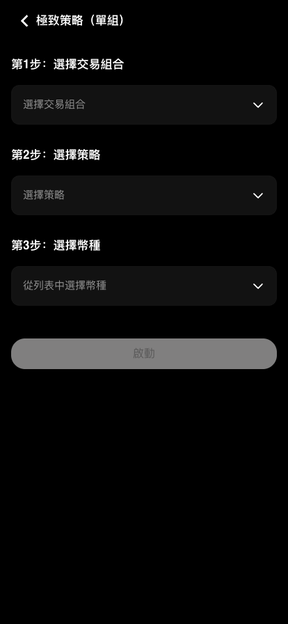 極致策略設定頁的三個步驟