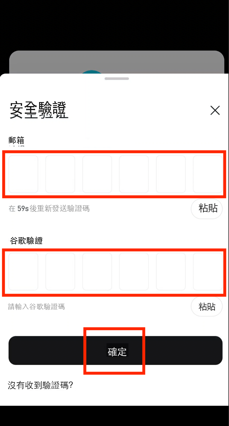 輸入雙重驗證碼