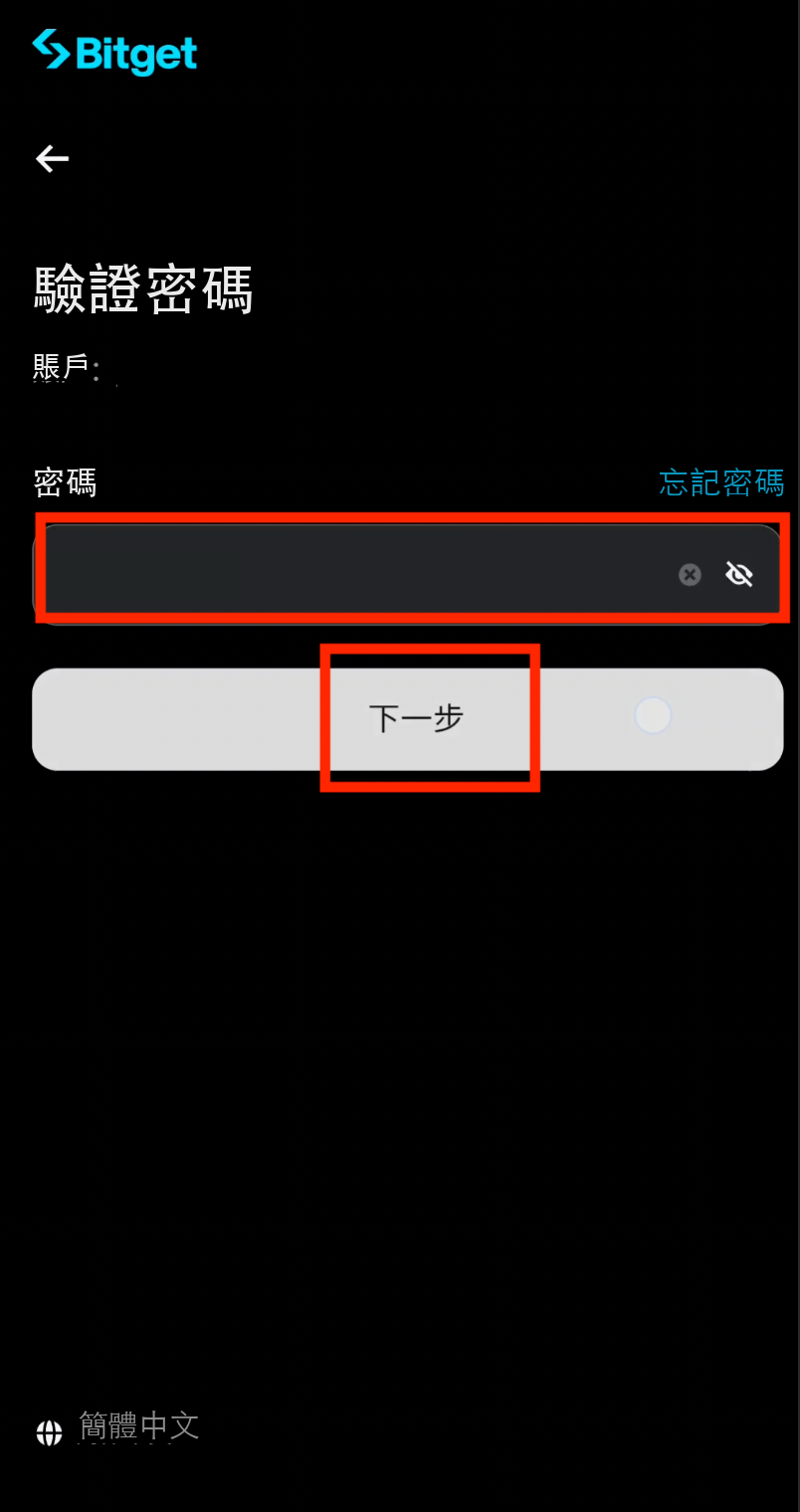 輸入密碼登錄