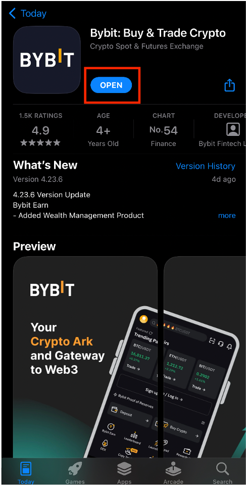 Bybit註冊流程圖 步驟5：開啟 Bybit App 準備登入