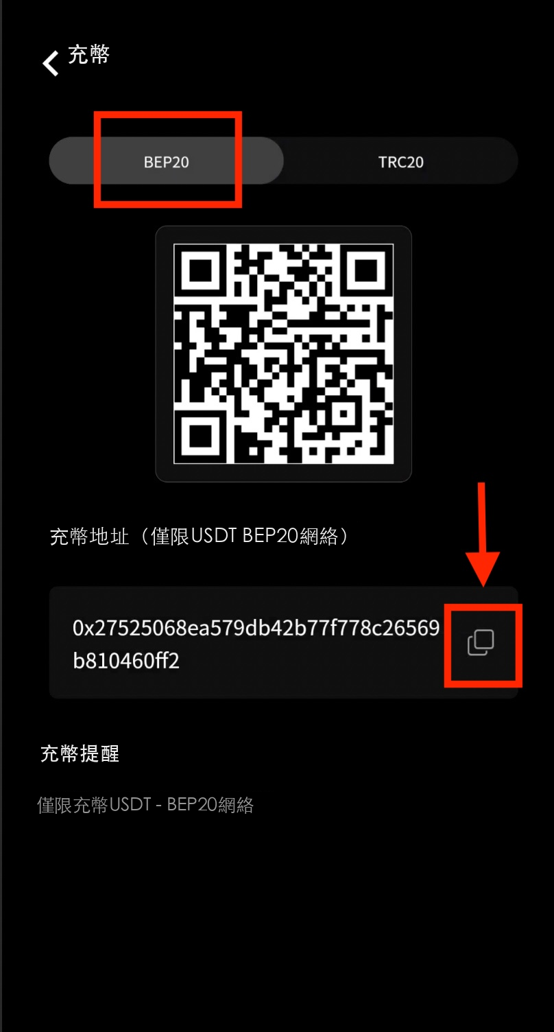 複製BEP20充幣地址