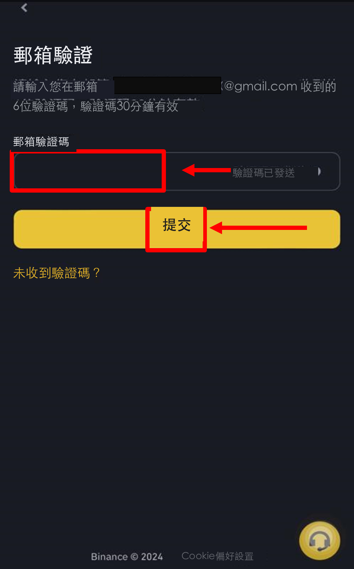 幣安註冊流程圖 步驟3：填寫郵箱地址